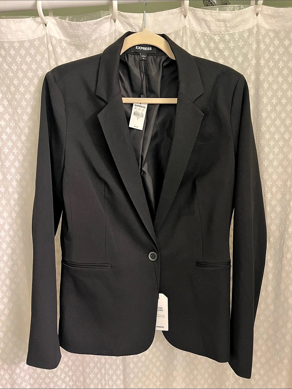Express One Button Blazer in Studio Stretch Black Size 12 NWT